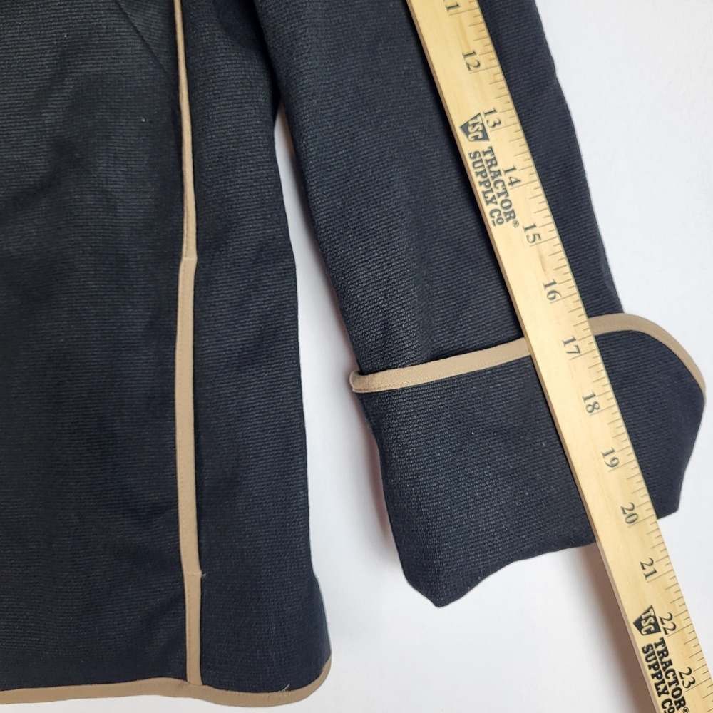 Coldwater Creek Rolled Cuff Jacket Women's 10 Black Brown Piping Clasp Front - Picture 6 of 9